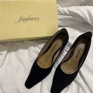 Black Suede Heels with Pointed Toe